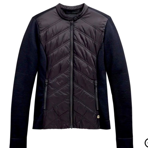Harley Davidson Women’s Quilted Stretch Nylon Jacket (Size M) missing Pull Tab